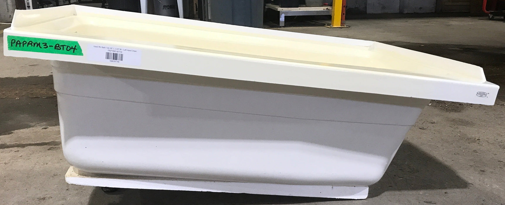 Used RV Bath Tub 36” L x 24" W - Left Hand Drain