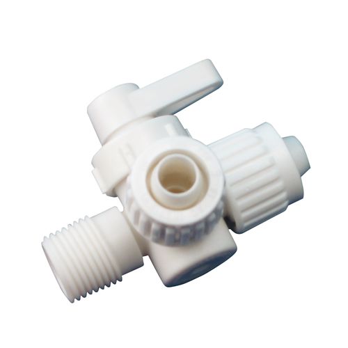 3-WAY VALVE 1/2 FL X 1/2 Item No. 09-6585 By-pass valve - ½" x ½" x ½" MPT Flair-it * 90° Handle Rotation - Young Farts RV Parts