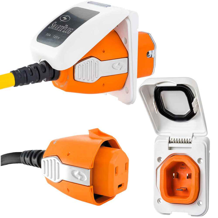 30 Amp Non Metallic White Inlet & Plug Combo - Boat & RV - Young Farts RV Parts