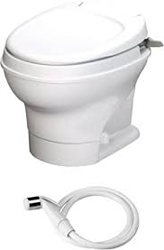 Thetford Aqua-Magic V Toilet Low Profile Hand Flush with Sprayer White Plastic - Young Farts RV Parts