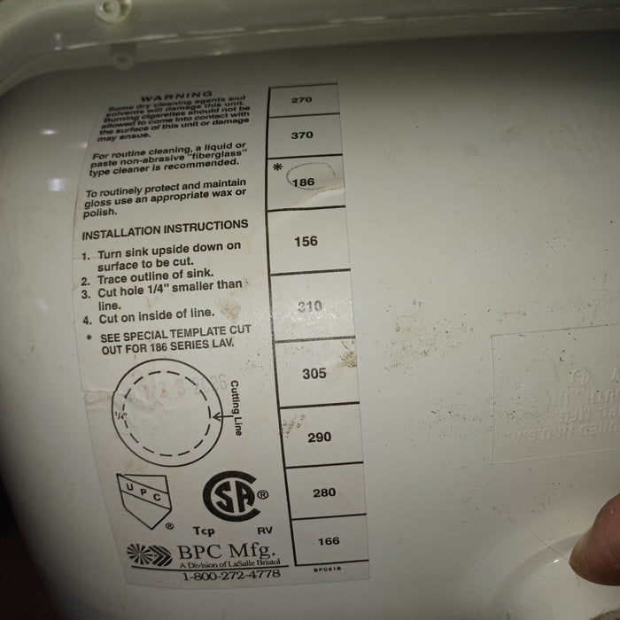 Used Bathroom Sink, Off-White - 14 1/2" X 11 5/8" X 6.5"D