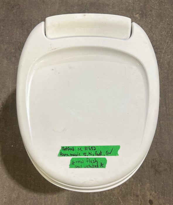 Used Thetford Toilet, High Profile, Foot Flush, Off White - Aqua-Magic V , 31652