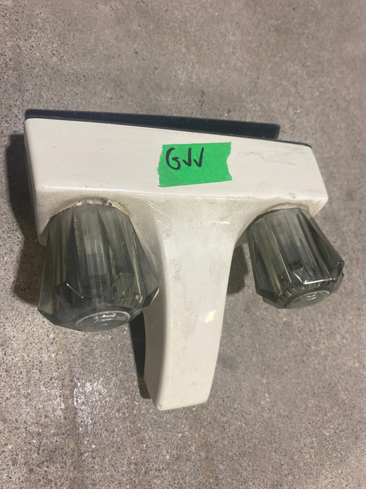 Used 4" Bathroom Faucet, Off White, Smoked Knobs
