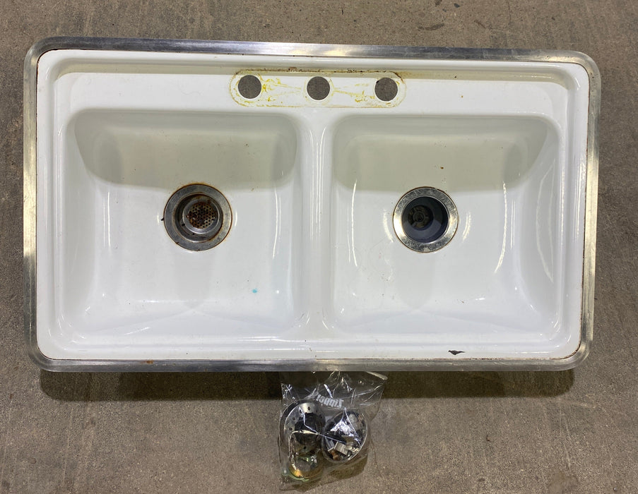 Used Double Kitchen Sink 33” W x 19” L