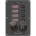 4321 Circuit Breaker Switch Panel 4 Position - Gray w/12V Socket & Dual USB - Young Farts RV Parts