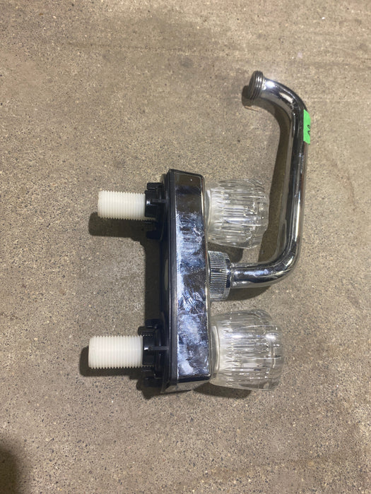 Used 4" Kitchen Bar Faucet, Chrome, Clear Handles
