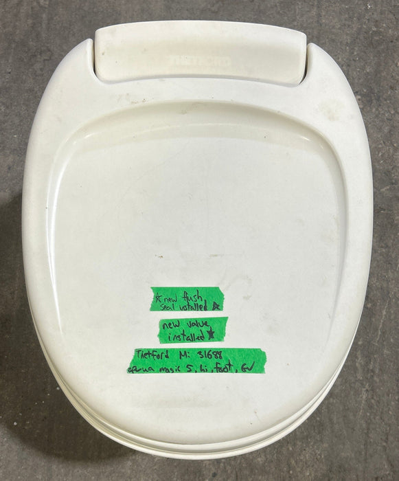 Used Toilet Thetford Toilet, High Profile, Foot Flush, Parchment - Aqua-Magic V , 31688