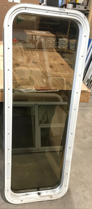 Used White Radius Non Opening Window : 45 1/2" W x 15 1/2" H x 2" D