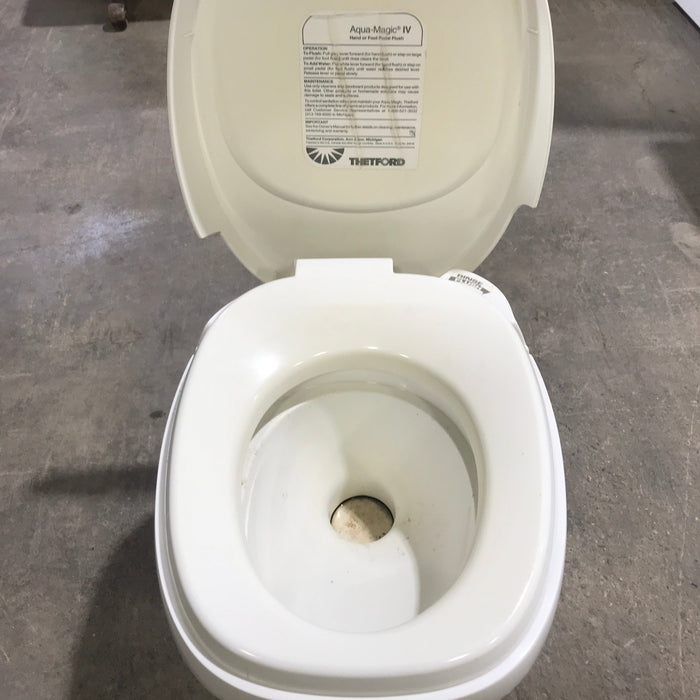 Used Complete Thetford Toilet, Hand Flush, High Profile, Off-White - AQUA MAGIC IV ,  24024