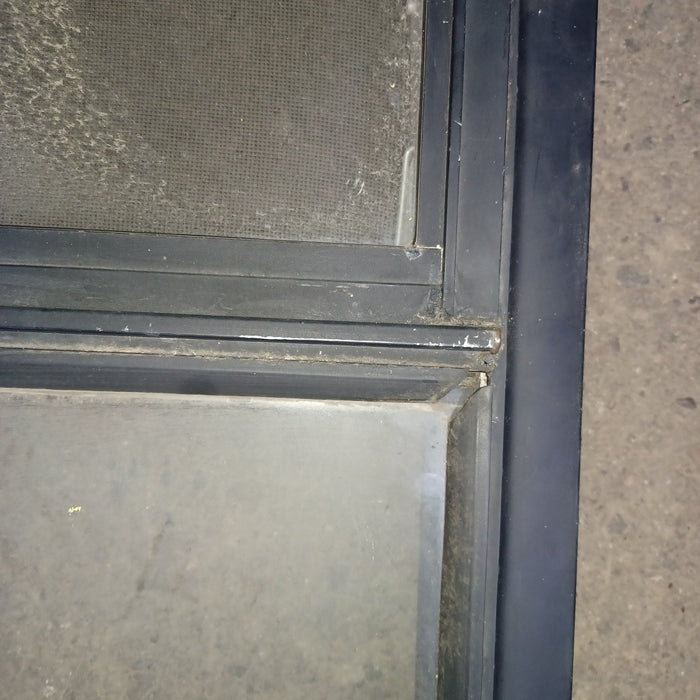 Used Young Farts RV Parts Black Radius Louvered Window : 23 3/8″ X 21.5″ X 1 7/8″