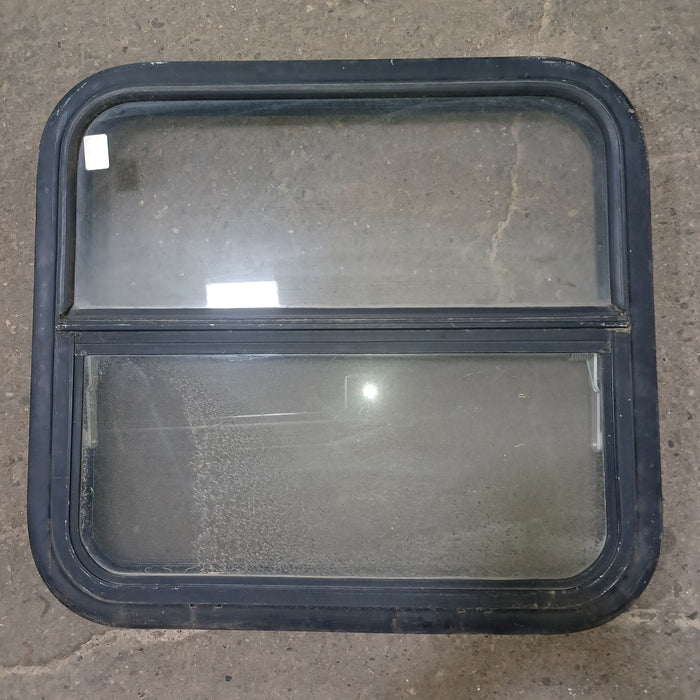 Used Young Farts RV Parts Black Radius Louvered Window : 23 3/8″ X 21.5″ X 1 7/8″