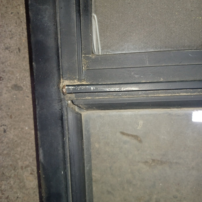 Used Young Farts RV Parts Black Radius Louvered Window : 23 3/8″ X 21.5″ X 1 7/8″