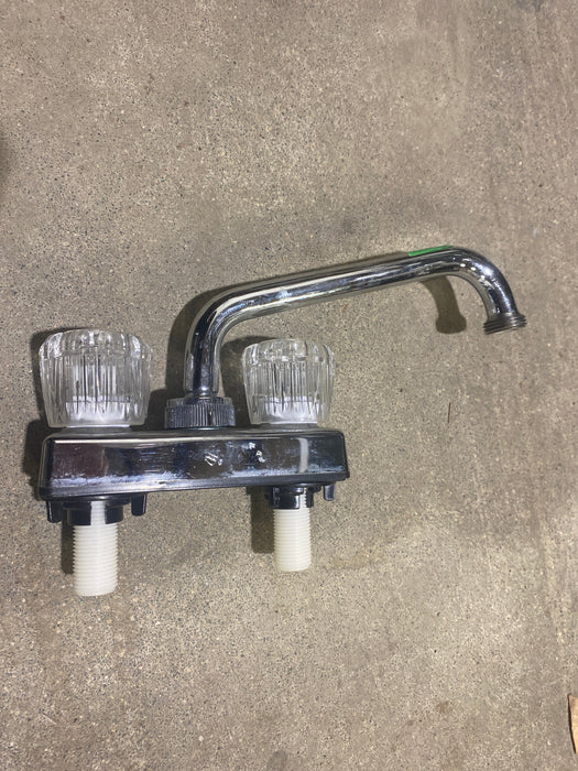 Used 4" Kitchen Bar Faucet, Chrome, Clear Handles