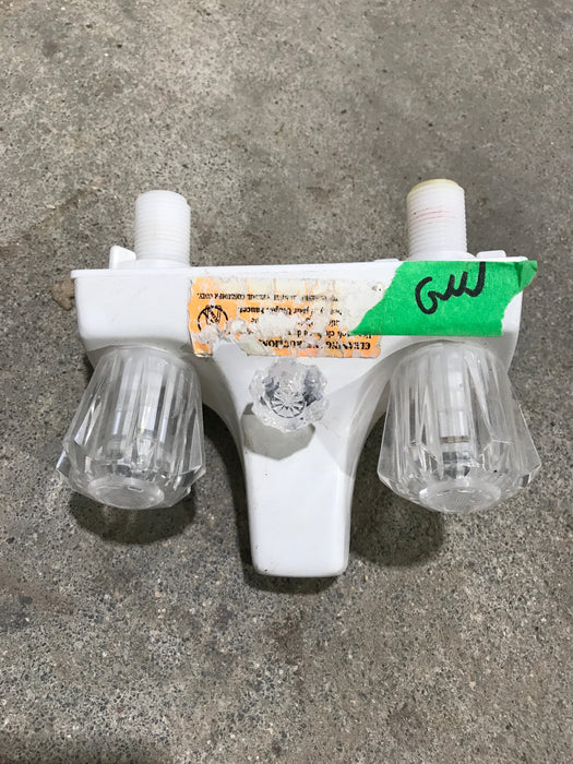 Used 4" Shower Faucet With Diverter, Off White, Clear Knobs