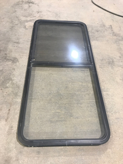 Used Black Radius Opening Window : 59 1/2" W X 25 3/4" H X 2" D - Young Farts RV Parts