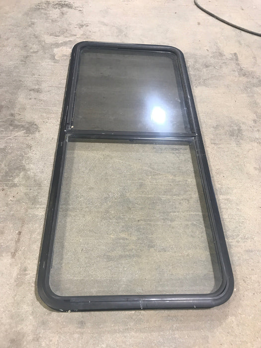 Used Black Radius Opening Window : 59 1/2" W X 25 3/4" H X 2" D - Young Farts RV Parts