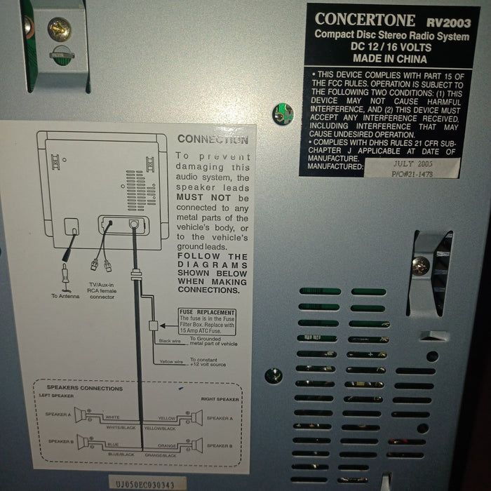 Used Concertone RV Radio RV2003