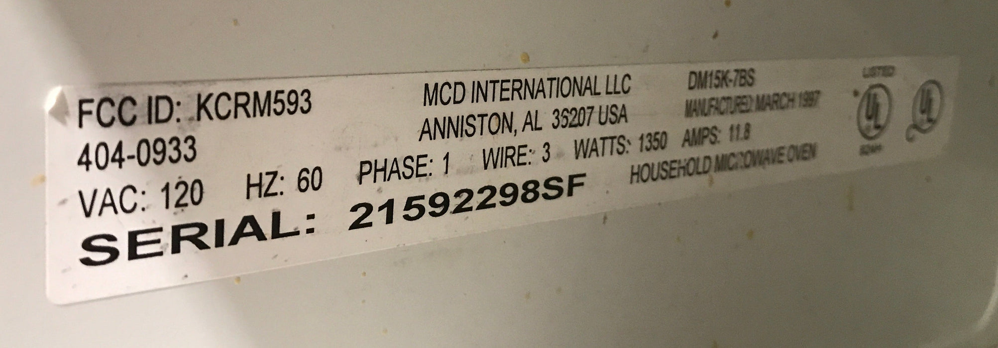 Used Magic Chef RV Microwave - 20 3/4" W x 13" H x 13 1/2" D