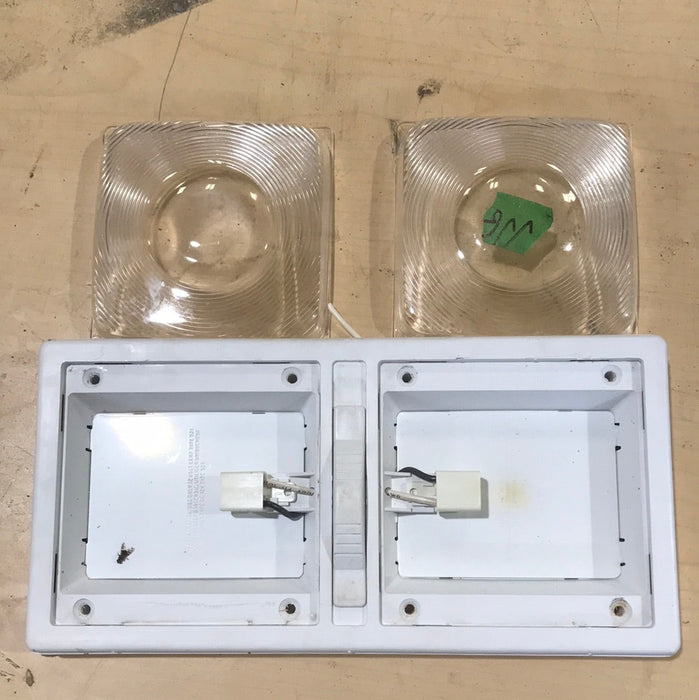 Used RV Interior Light Fixture *DOUBLE* Off-White - LR 36513 - 619-X - WITH SWITCH