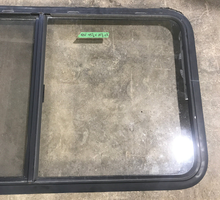 Used Black Radius Opening Window : 45 1/2" W x 25 1/2" H x 2" D - Young Farts RV Parts