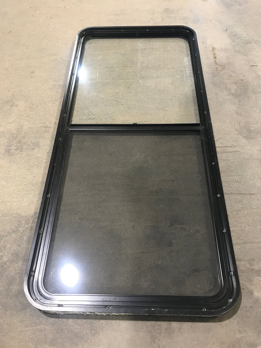 Used Black Radius Opening Window : 59 1/2" W X 25 3/4" H X 2" D - Young Farts RV Parts