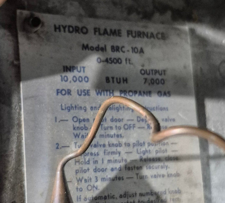 7000 BTU Used Atwood/ Hydro Flame RV Propane Furnace - BRC-10A