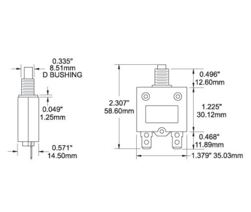 7054 10A Push Button Thermal with Quick Connect Terminals - Young Farts RV Parts