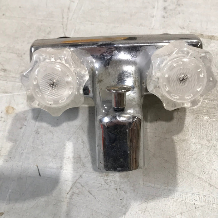 Used 4" Shower Faucet With Diverter, Chrome, Clear Knobs