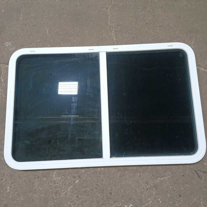 Used Young Farts RV Parts White Radius Opening Window : 47 1/4″ X 29″ X 1.25″ - 0757 Vanguard Industries