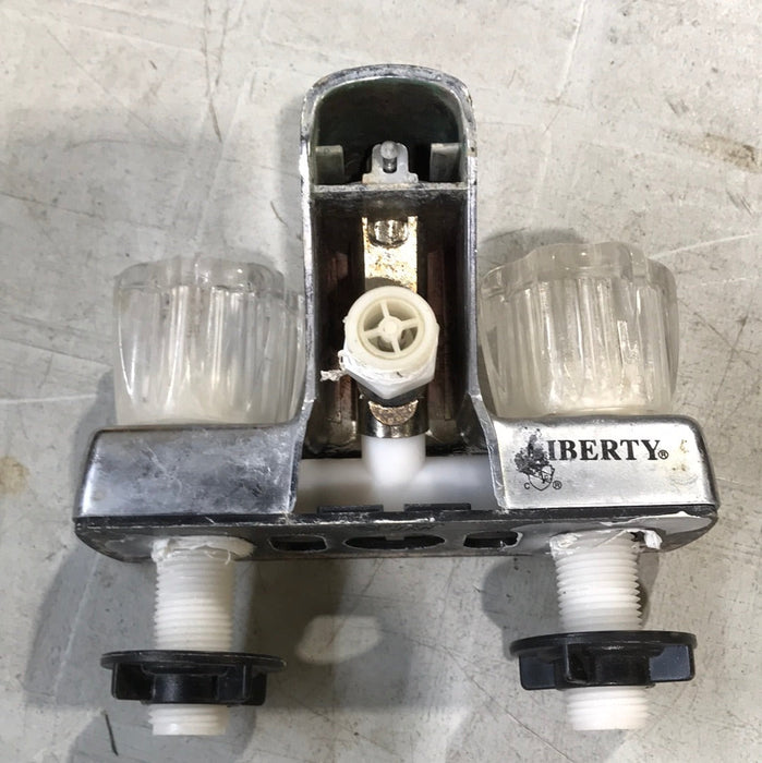 Used 4" Shower Faucet With Diverter, Chrome, Clear Knobs