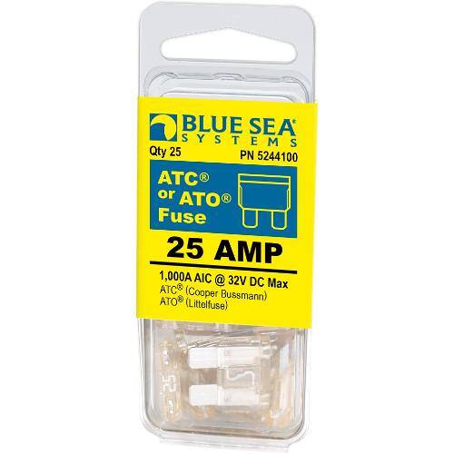BLUE SEA ATO/ATC Blade Fuse - 25 Amps/32 Volts DC - Pack Of 25 - 5244100-BSS