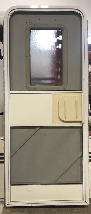 Drafted to hold tor customer Used RV Radius Corner Entry Door 30" W x 72" H