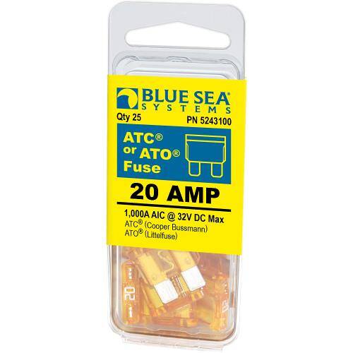 BLUE SEA ATO/ATC Blade Fuse - 20 Amps/32 Volts DC - Pack Of 25 - 5243100-BSS