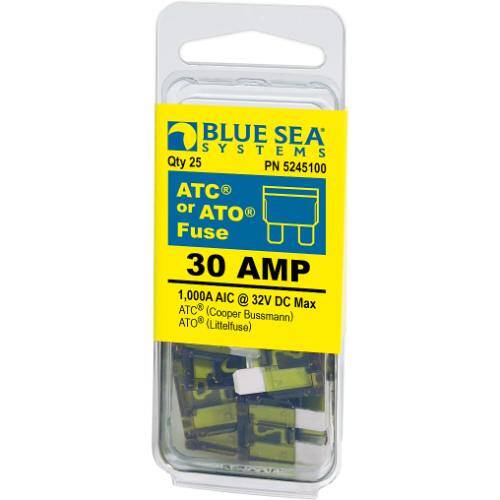 BLUE SEA ATO/ATC Blade Fuse - 30 Amps/32 Volts DC - Pack Of 25 - 5245100-BSS
