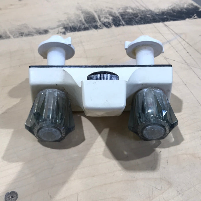 Used 4" Bathroom Faucet, Off White, Smoked Knobs