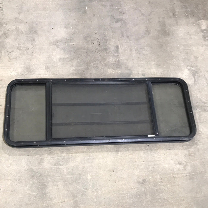 Used Black Radius Opening Window : 59 3/4" W x 22" H x 2" D - Young Farts RV Parts