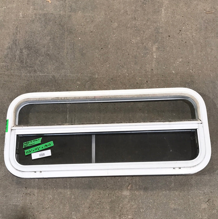 Used White Radius Opening Window : 35 1/2" W X 14 1/2" H X 1 3/4" D