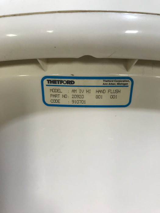 Used Complete Thetford Toilet, Hand Flush, High Profile, Off-White - AQUA MAGIC IV , 20920