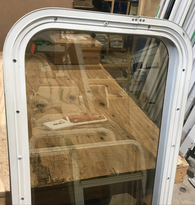 Used White Radius Non Opening Window : 45 1/2" W x 15 1/2" H x 2" D
