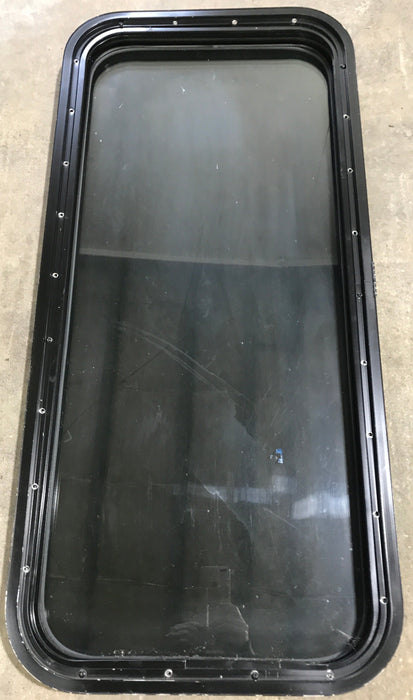Used Black Radius Non Opening Window : 17 1/2" W x 39 1/2" H x 1 7/8" D