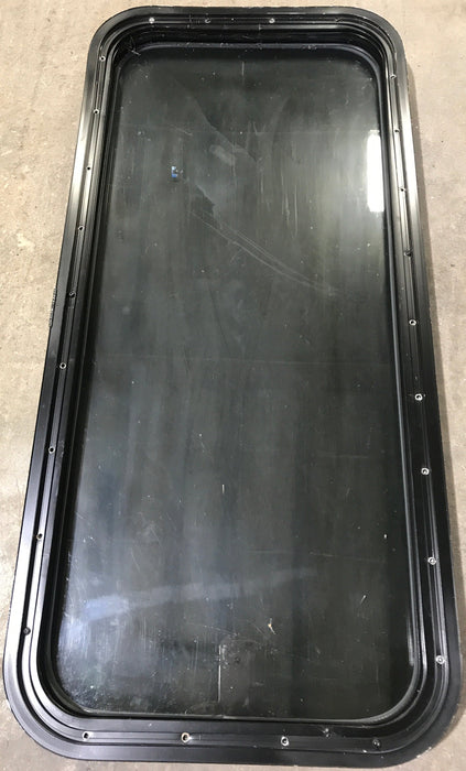 Used Black Radius Non Opening Window : 17 1/2" W x 39 1/2" H x 1 7/8" D