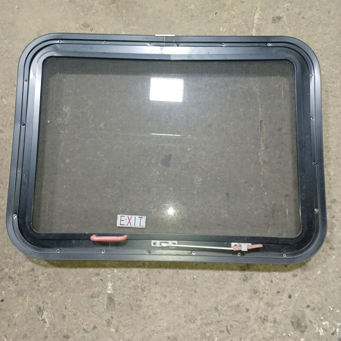 Used Young Farts RV Parts Black Radius Emergency Opening Window - 29.375″ X 21.25″ X 2″