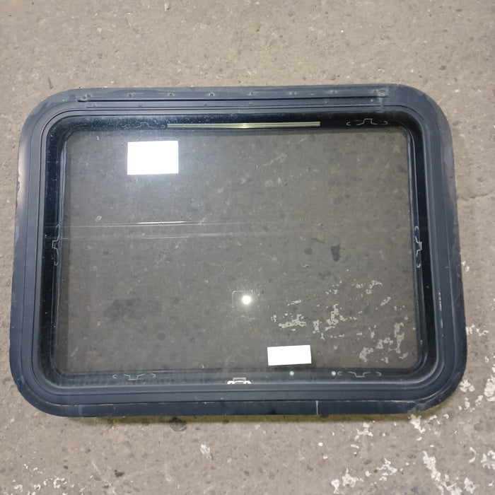 Used Young Farts RV Parts Black Radius Emergency Opening Window - 29.375″ X 21.25″ X 2″
