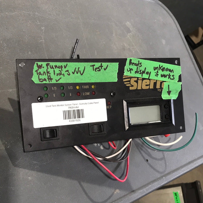 Used Tank Monitor System Panel - Sierra by Cobra Panel