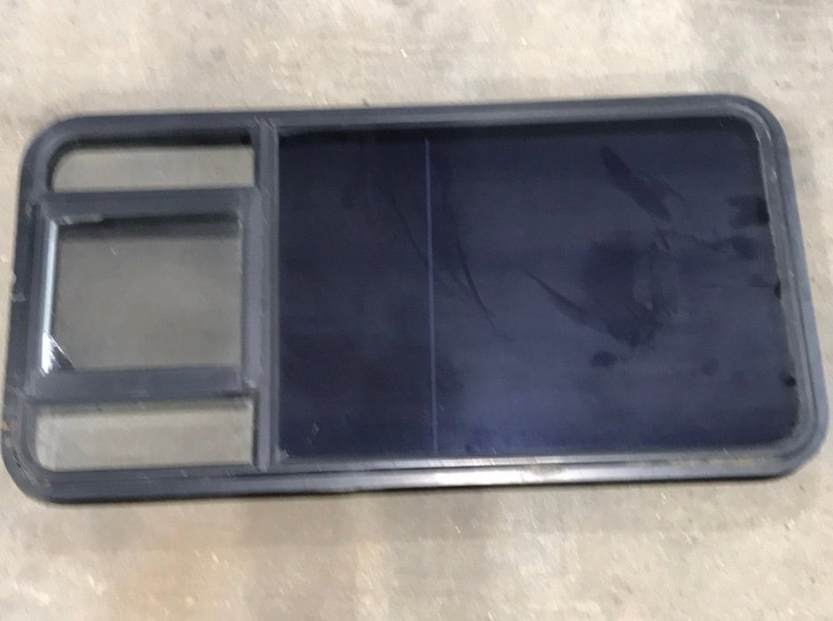 USED Black Radius Opening Window : 47 1/4" W x 23" H x 2" D - Young Farts RV Parts