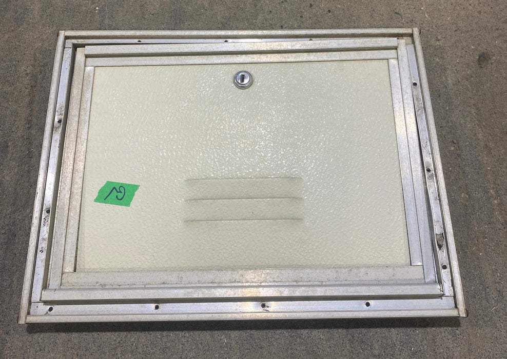Used Square Cornered Battery / Propane Cargo Door 14 3/4" W x 10 3/4" H x 1" D