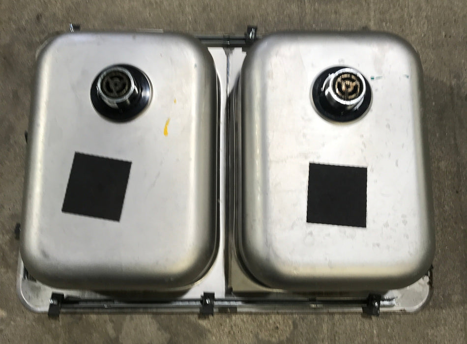 Used Double Kitchen Sink 24” W X 17” L