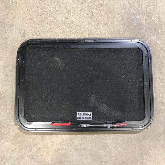 Used Black Radius Emergency Opening Window : 29.5" X 19.5" X 1.5"
