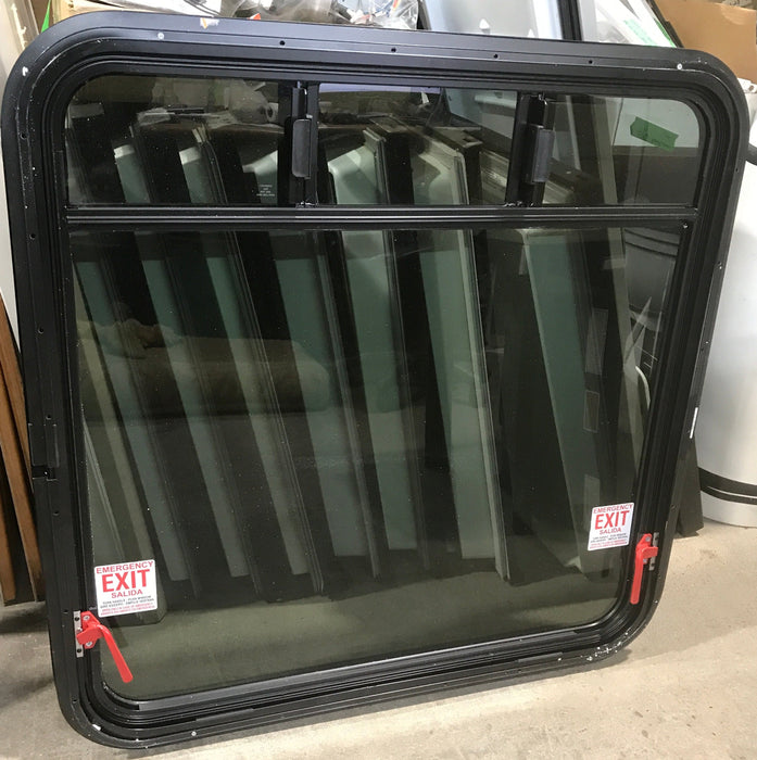 Used Black Radius Emergency Opening Window : 35 3/4" W x 36" H x 3/4"