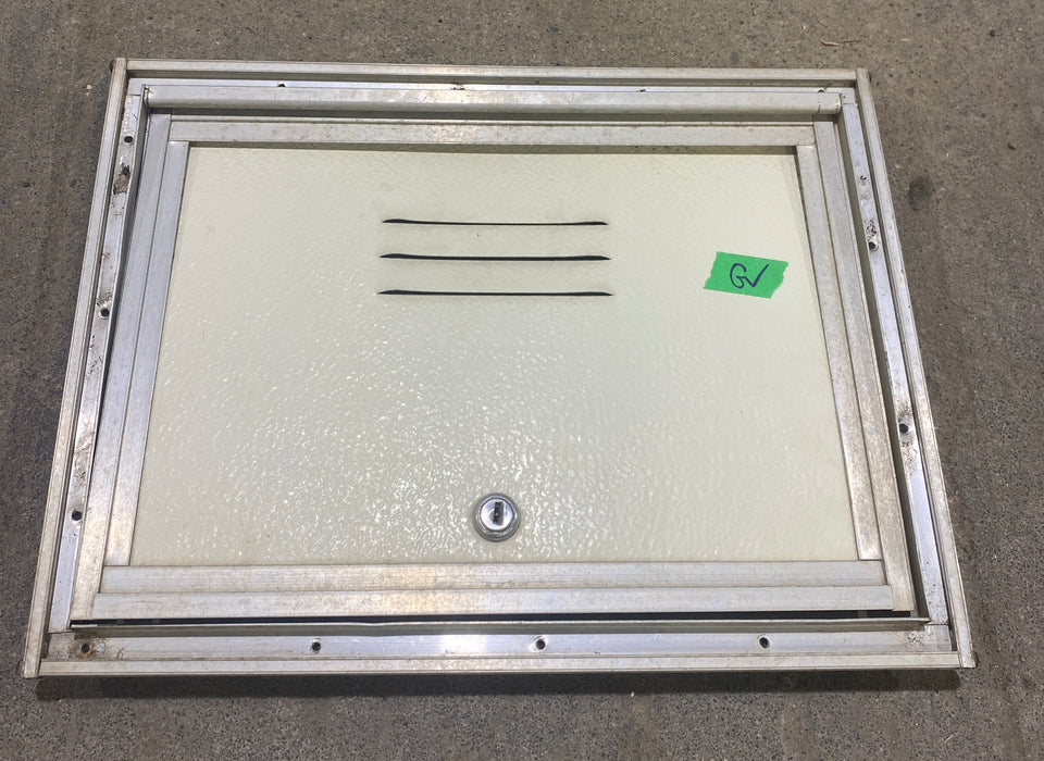 Used Square Cornered Battery / Propane Cargo Door 14 3/4" W x 10 3/4" H x 1" D